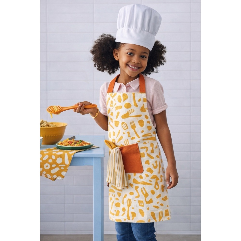 Pillowfort  Kids Apron with Chef Hat  4 Piece Set NEW